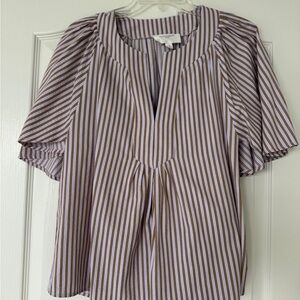 Tuckernuck Brown and Lilac Striped Blouse